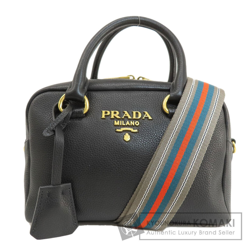 Prada Black Vitello Phenix Bauletto Shoulder bag
